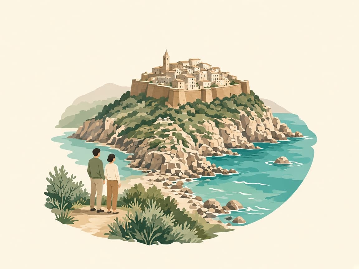 Illustration Corse : citadelle et maquis