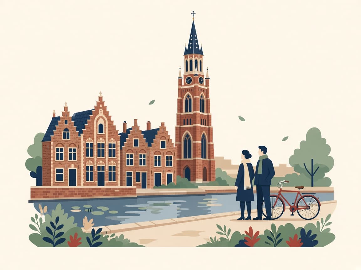 Illustration Hauts-de-France : briques et beffroi