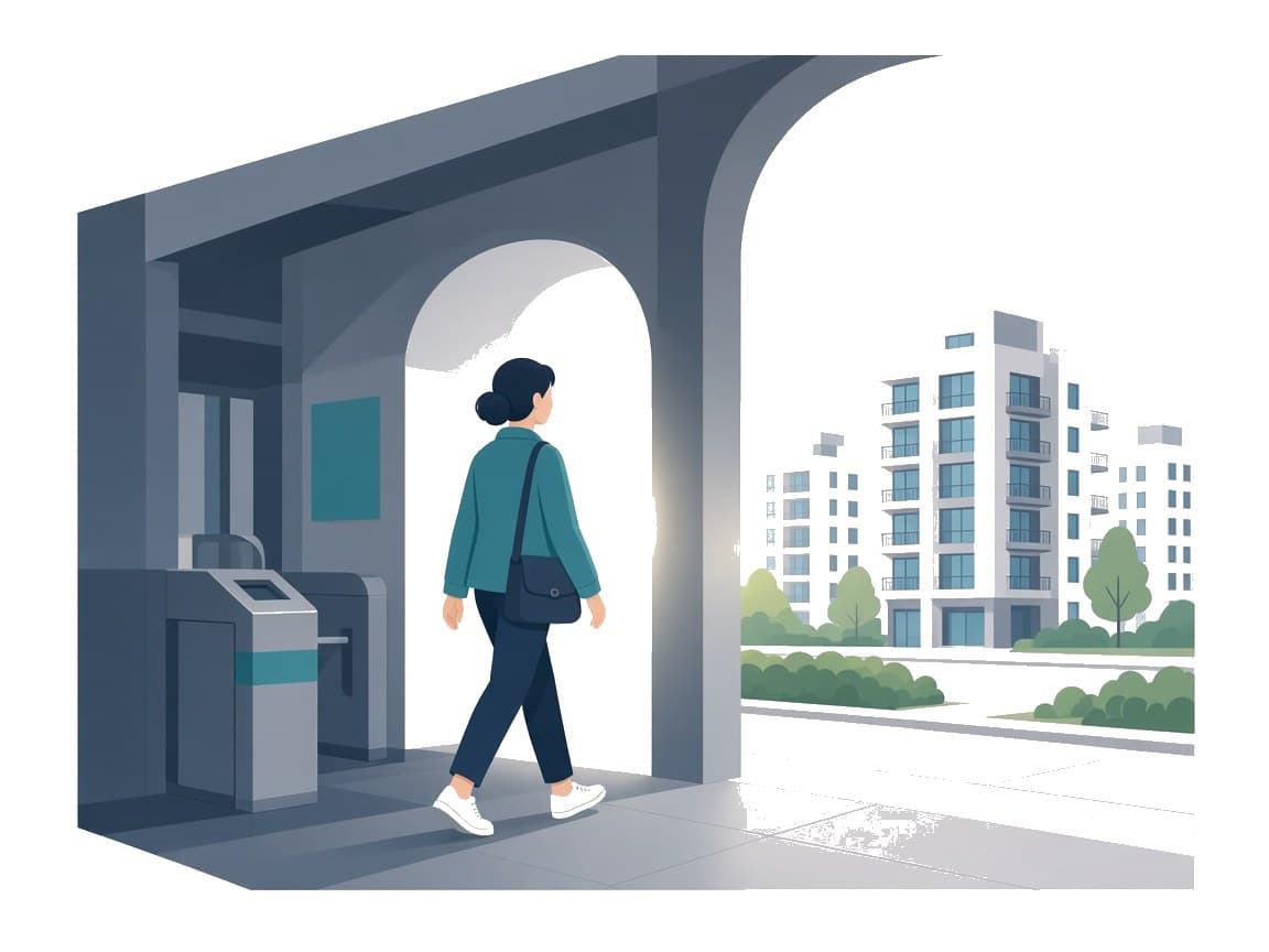 Sortie de métro vers le neuf