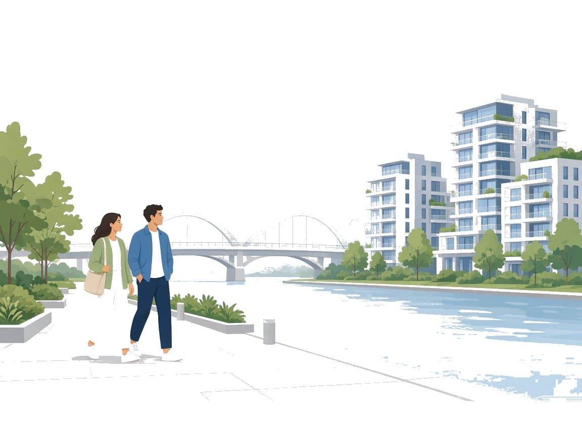 Illustration Pays de la Loire : tram et fleuve