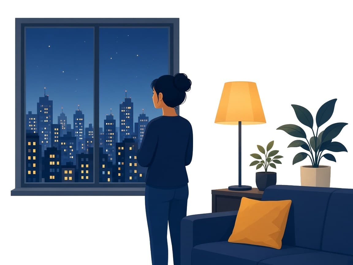 Vue nocturne depuis un appartement